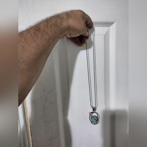 Sterling Silver Necklace with Turquoise Pendant